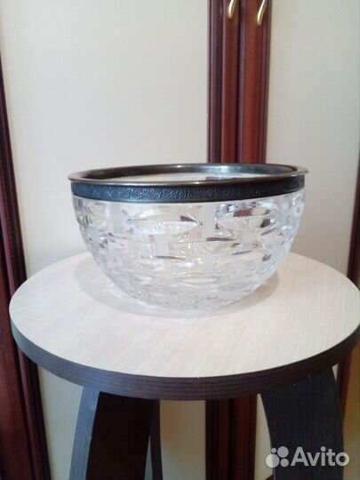 Ваза большая 20 см (2 шт.), хрусталь + мельхиор