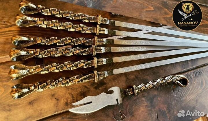 Шампура кованые с ножевилкой в чехле