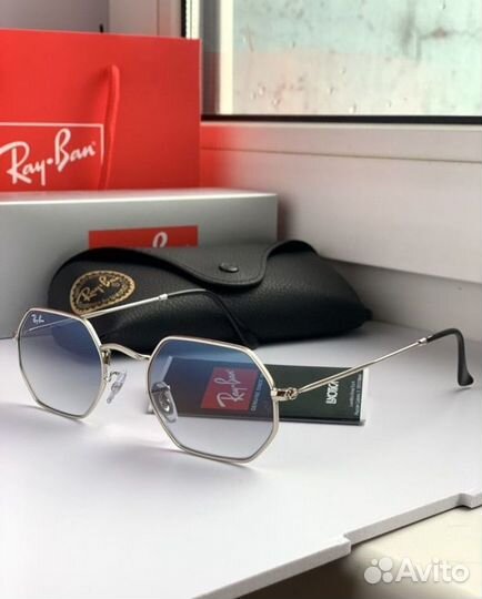 Очки Ray ban octagonal голубые