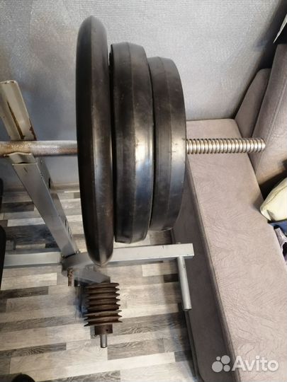 Скамья для жима со стойками и штангой бу