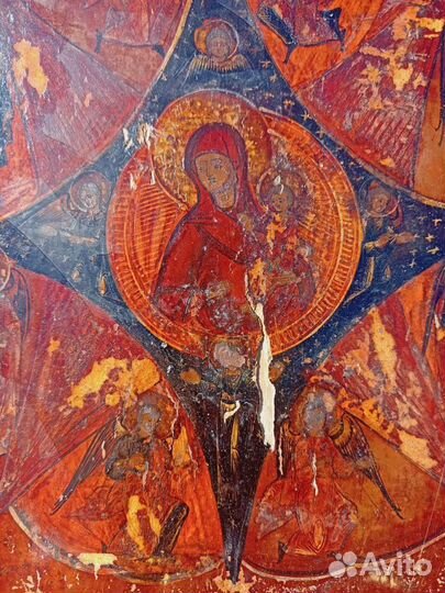 Старинная икона Неопалимая Купина От пожара