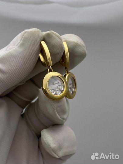 Золотые серьги chopard Happy spirit