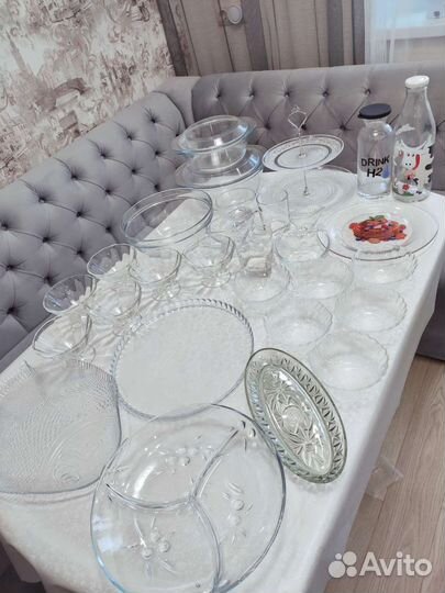 Посуда стеклянная креманки салатники блюдо пиалки