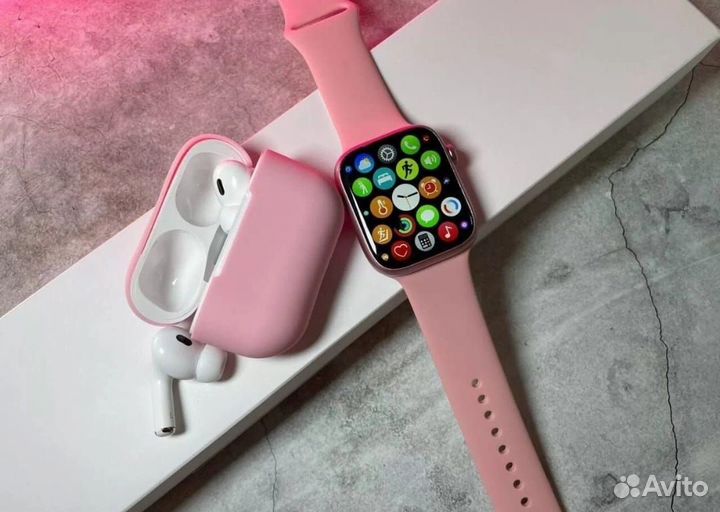 Apple Watch 8 + AirPods Pro 2 (Розовый комплект)