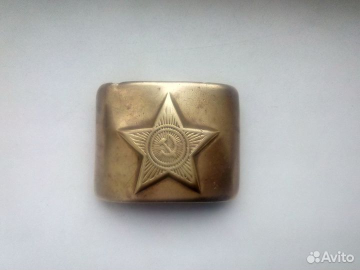 Ремень солдатский кожаный натуральный с пряжкой