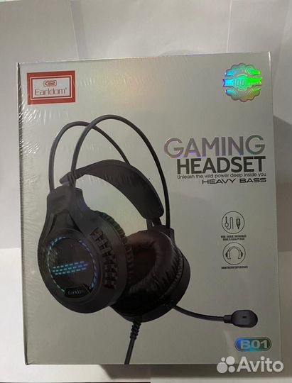 Игровые наушники с микрофоном, новые в коробке