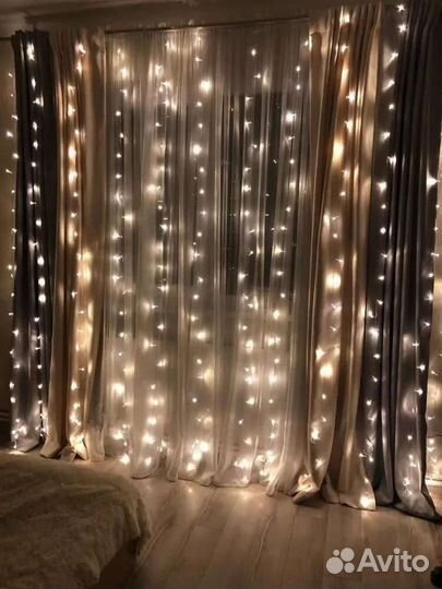 Гирлянда занавес штора звезды