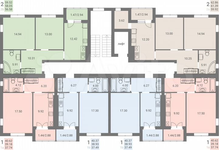 2-к. квартира, 64,6 м², 7/8 эт.