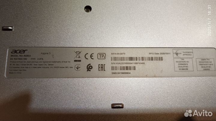 Ноутбук acer aspire 5 a514-54-58Т9