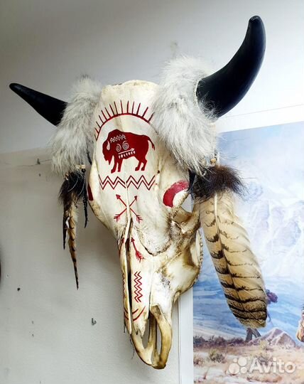 Натуральный череп этнографический HardSkin Бизон