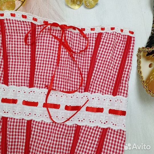 Красный корсет с подвязками (съемные)