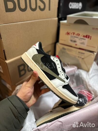 Кроссовки Nike Air Jordan 1 low Travis Scott Olive