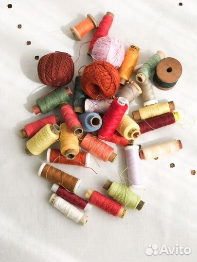 Корзина винтажная с нитками