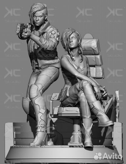 Cyberpunk диорама Джуди Альварес и ви 2077