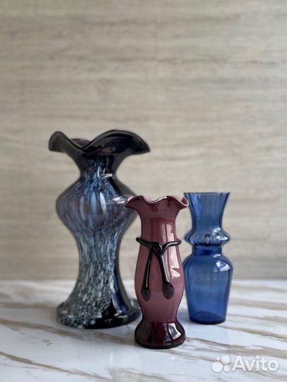 Вазы для цветов, цветное стекло СССР