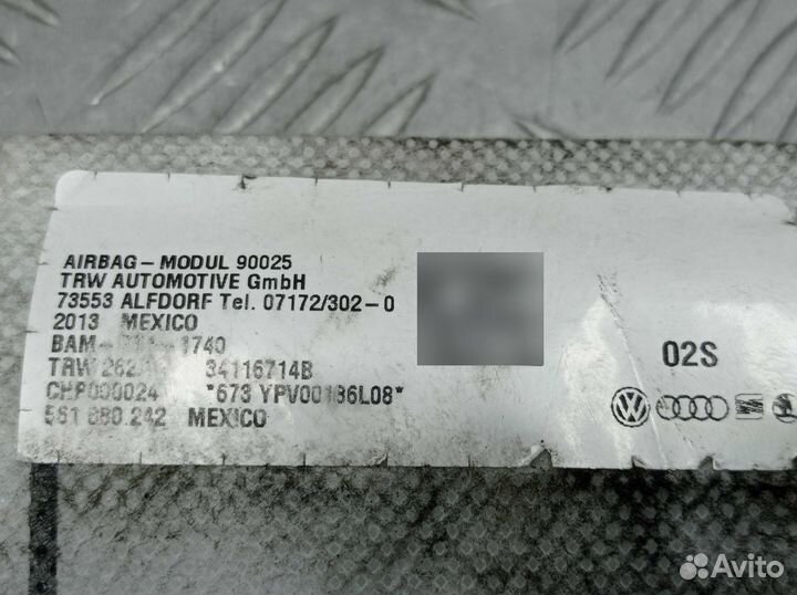 Подушка безопасности боковая (в сиденье) Volkswagen Passat B7 561880242