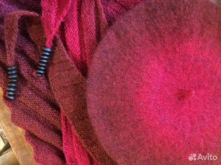 Комплект: валяный берет+бактус из «кауни»(нат. шер