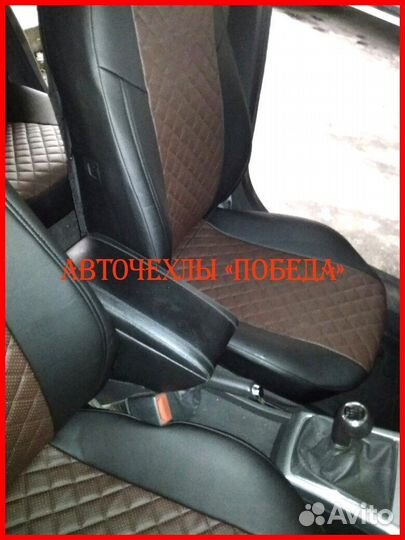 Чехлы Opel Astra H из экокожи чёрно-шоколадные Ром