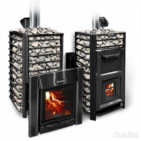 Печь Для Бани ermak 30 сетка люкс black Ермак
