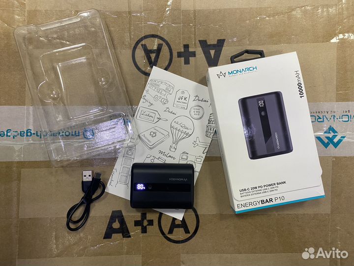 Пауербанк mini 10000mAh черный дисплей англия