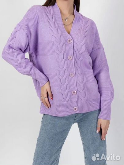 Кардиган Новый базовый сиреневый One size