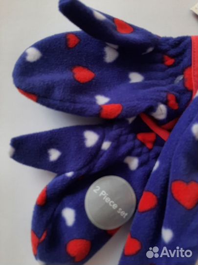 Комплект шапка и варежки на 1-3 года