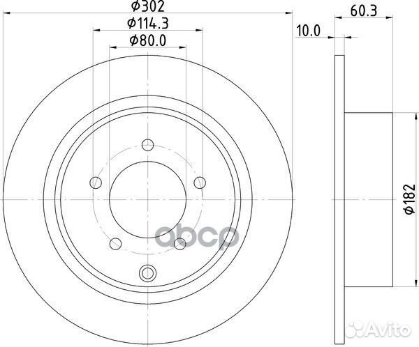 Диск тормозной задний 302x10 5 отв. с покрыти