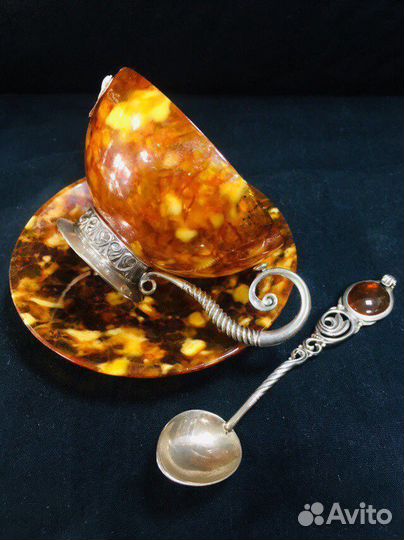 Чайная пара янтарь - серебро