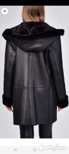 Дубленка натуральная женская 50 52 с капюшоном