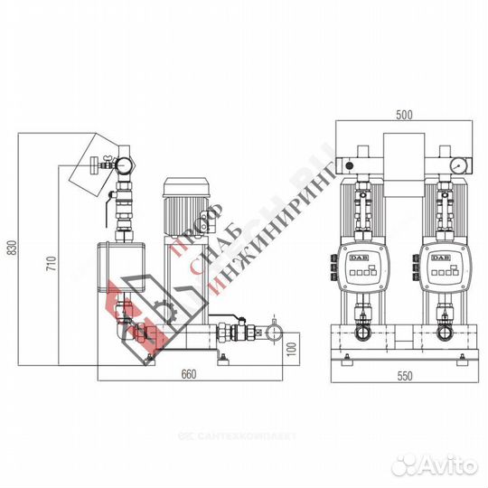 Установка повышения давления 2KVC A.D. 30/80 M DAB