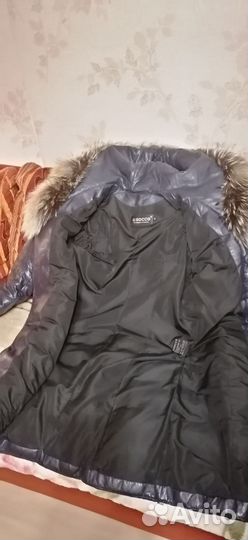 Женский кожаный пуховик 48