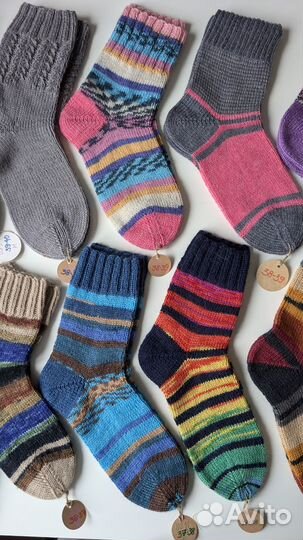 Теплые вязаные носки ручной работы из шерсти