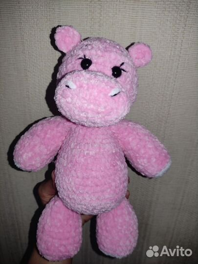 Мягкая игрушка ручной работы бегемот