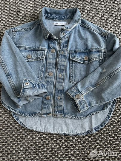 Джинсовая укороченная рубашка Zara 128