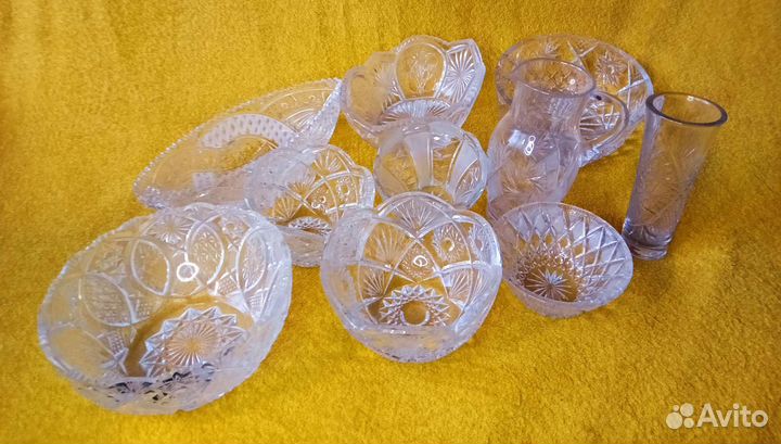 Хрусталь Вазы,Салатники,кувшины,штофы