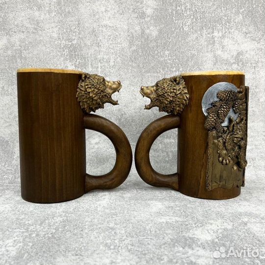 Пивная кружка из липы с декором