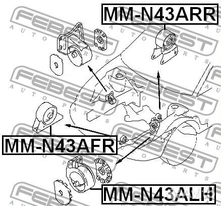 Febest MM-N43AFR Подушка двигателя передняя