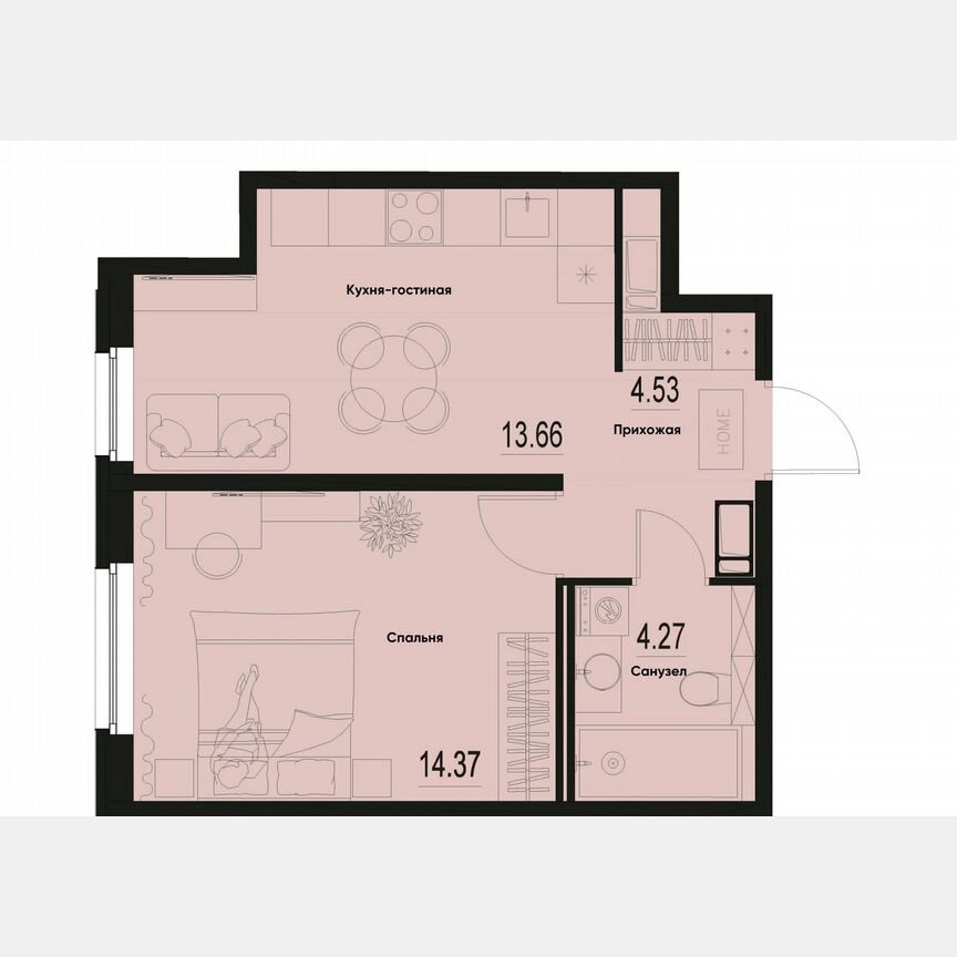 1-к. квартира, 36,8 м², 2/12 эт.