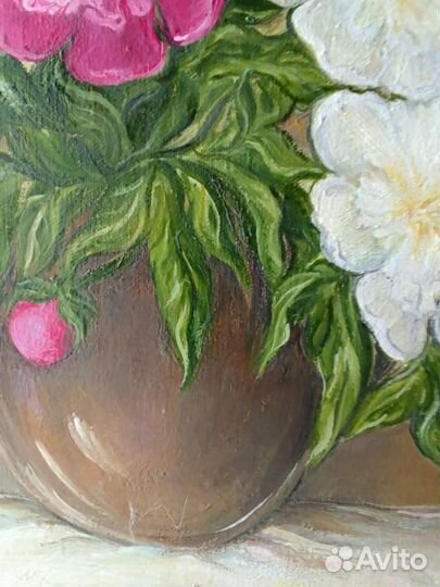 Картина с пионами. Натюрморт с пионами