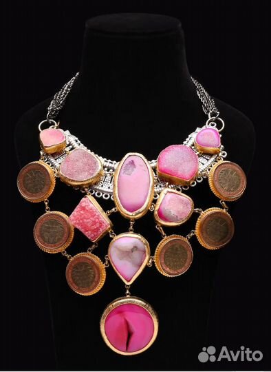 Ожерелье агат с монетой Deutschland Token колье