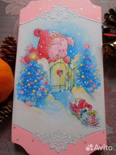 Сувенир, подарок к Новому году: Расписная доска