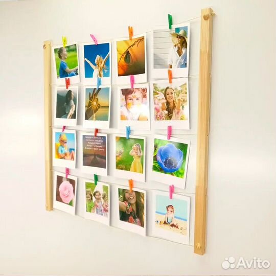 Фото на прищепках, коллаж на стену, панно, мудборд