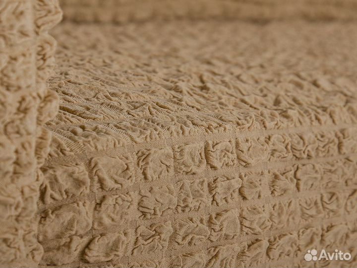 Чехол на угловой диван с выступом слева, Медовый