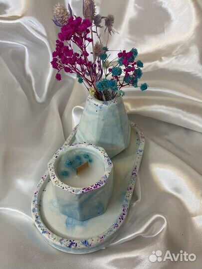 Свеча и ваза из гипса