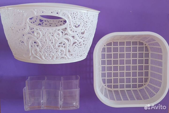 Цена за все Белые пластиковые корзины, органайзер