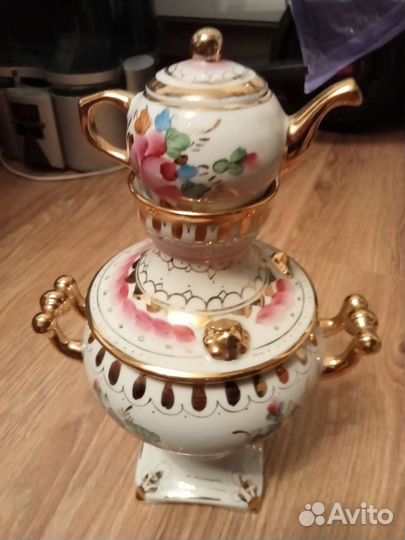 Самовар Розовая Гжель