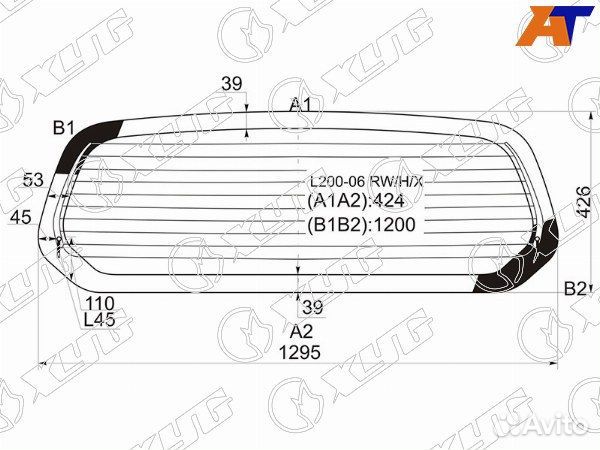 Стекло заднее mitsubishi L200