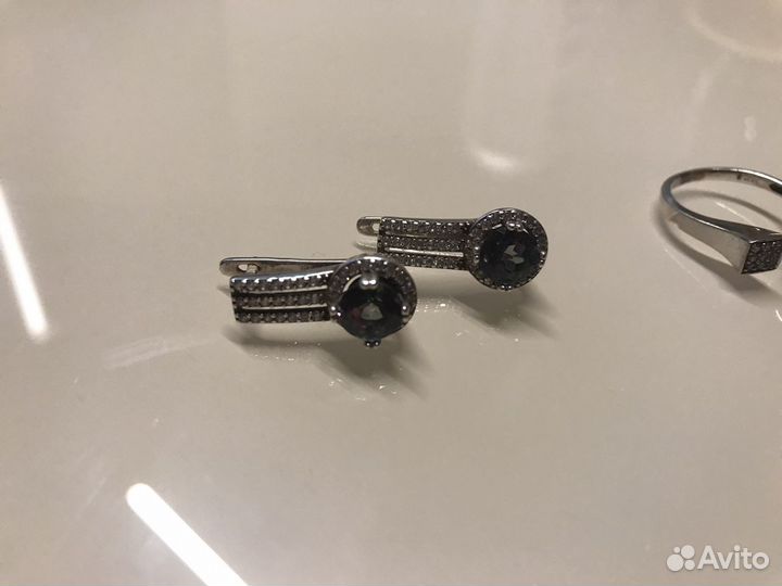 Серебряное кольцо серьги