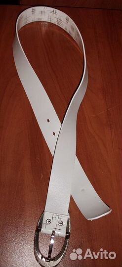 Ремень белый кожзам ширина 3.5 см длина 99 см