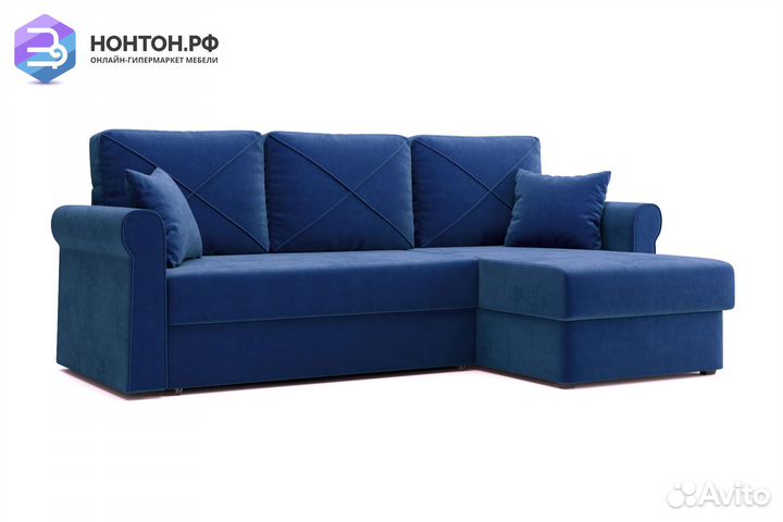 Диван угловой дельфин Лира темно-синий